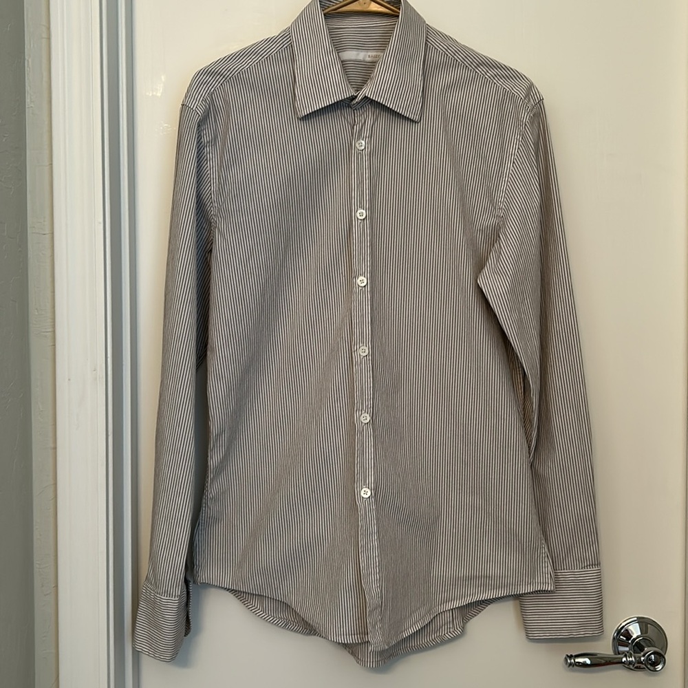 Men’s Bally Stripped Button Down Long Sleeves Shirt Made in Italy -  Size 41